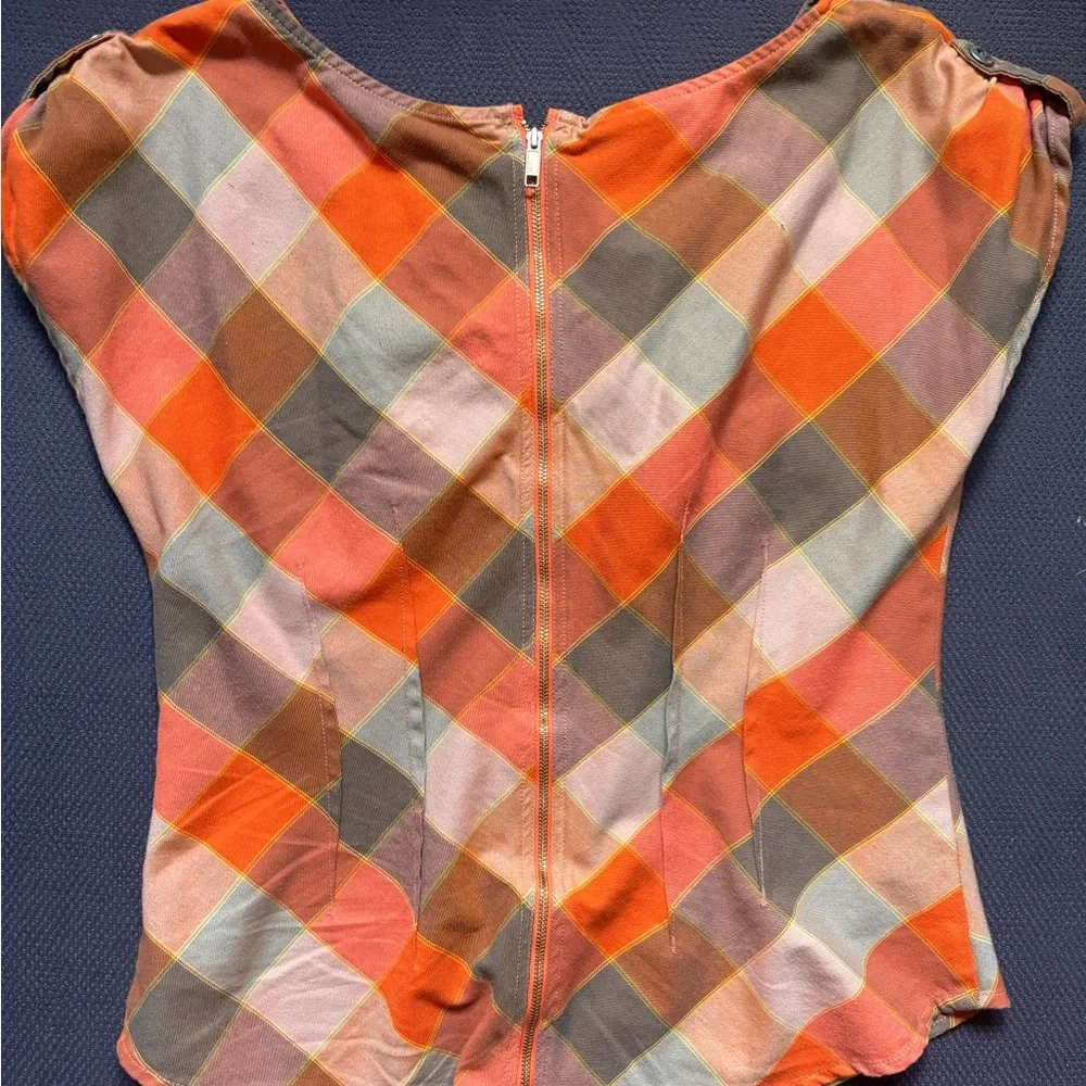 Patagonia Women's Plaid Blouse in Orange and Gray - Picture 4 of 6